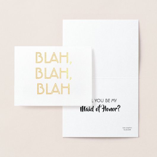 Carte Dorée Blah Blah Blah - Proposition Drôle De Sirène D'Épo (Affichage)