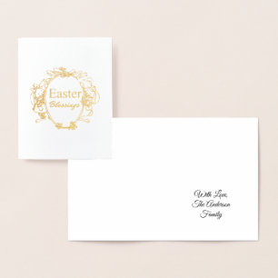 Carte Dorée Blessures de Pâques Jote Bunnies de Pâques Typogra