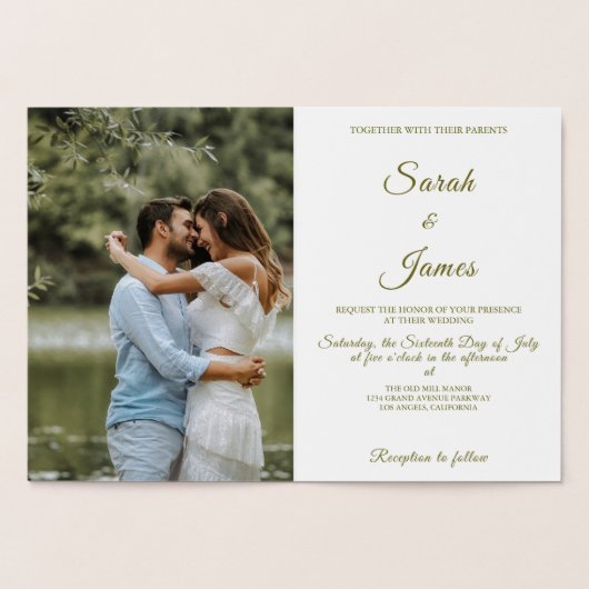 Carte Dorée Boho Aquarelle Florale Pampas Grasse Photo (Intérieur)