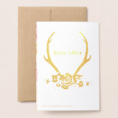 Carte Dorée Boho Rose Blush Rose Or Antler Mariage Real Gold (Derrière avec enveloppe)