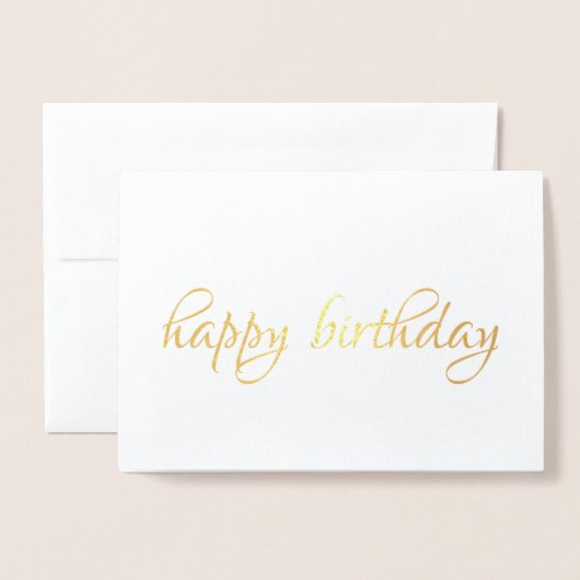 Carte Dorée Bon anniversaire simple calligraphie Or (Devant avec enveloppe)