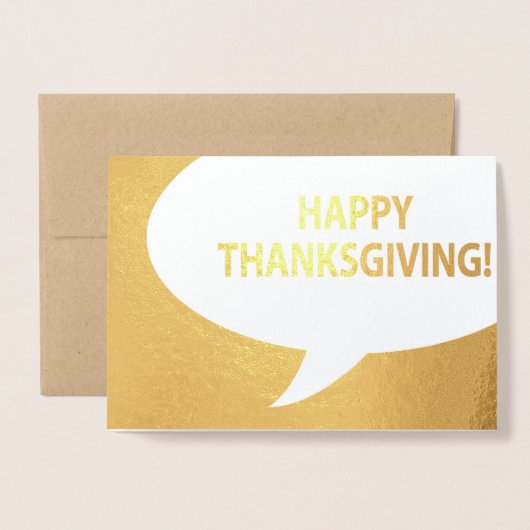 Carte Dorée Bon thanksgiving Comic Bubble Gold Foil (Devant avec enveloppe)