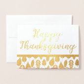 Carte Dorée Bon thanksgiving Feuilles d'automne (Devant avec enveloppe)