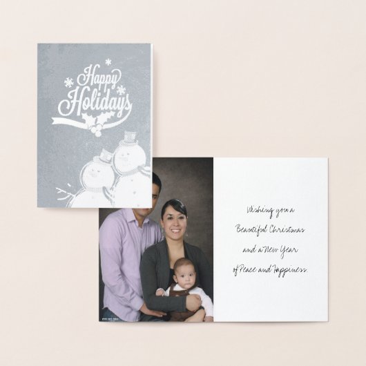 Carte Dorée Bonhomme de neige Retro Joyeuses Fêtes (Affichage)