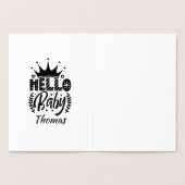 Carte Dorée Bonjour bébé avec le nom du bébé de la Couronne (Intérieur)