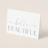 Carte Dorée Bonjour Belle Note Pliée à Script Simple Moderne (Devant)