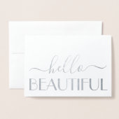 Carte Dorée Bonjour Belle Note Pliée à Script Simple Moderne (Devant avec enveloppe)