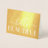 Carte Dorée Bonjour jolie note pliée typographie chic moderne (Devant)