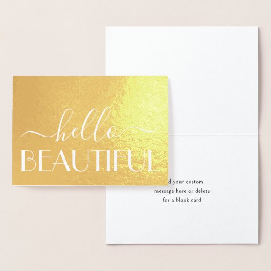 Carte Dorée Bonjour jolie note pliée typographie chic moderne (Affichage)