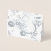Carte Dorée Bonne 25ème anniversaire Mariage d'argent Foil Car (Devant)
