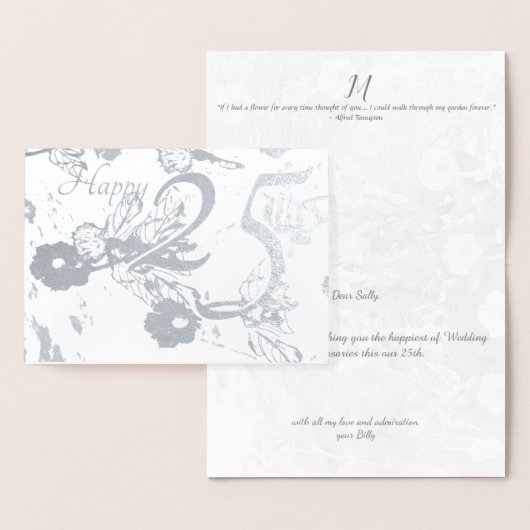 Carte Dorée Bonne 25ème anniversaire Mariage d'argent Foil Car (Affichage)