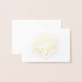 Carte Dorée Bonne année 2018 Rayons d'or brillants (Devant avec enveloppe)