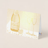 Carte Dorée Bonne année Bouteille de vin pétillante 2025 (Devant)