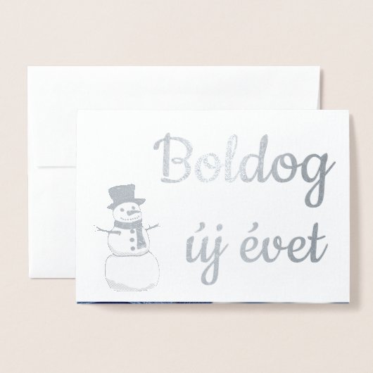Carte Dorée Bonne année - en hongrois (Devant avec enveloppe)