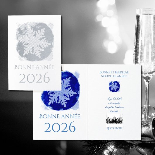 Carte Dorée Bonne Annee - snowflake - 2026  silver 