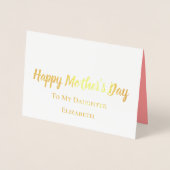 Carte Dorée Bonne fête des mères à ma fille Elégant or (Devant)