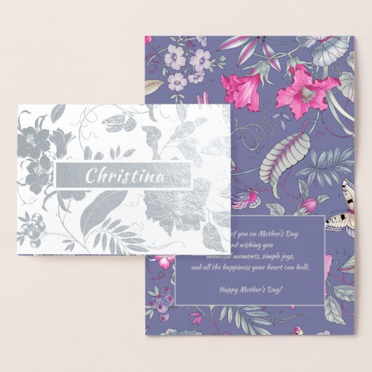 Carte Dorée Bonne fête des mères. Nom personnalisé Luxe (Affichage)