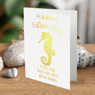 Carte Dorée Bonne Fête des pères Foil Seahorse Card