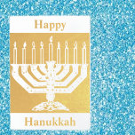 Carte Dorée Bonne Hanoukka<br><div class="desc">.Célébrez huit jours et huit nuits du Festival des lumières avec des cartes Hanoukka et des cadeaux. La fête des lumières est ici. Allumez la menorah, jouez avec le dreidel et festoyez sur les latkes et les sufganiyots. Célébrez l'esprit d'Hanoukka avec vos amis, votre famille et vos proches en leur...</div>