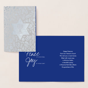 Carte Dorée Bonne Pâque. Étoile de David et Kiddush