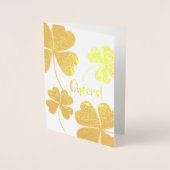 Carte Dorée Bonne Saint Patrick. Petite fille irlandaise fée (Devant)