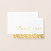 Carte Dorée Bordure florale "Merci" (Devant avec enveloppe)