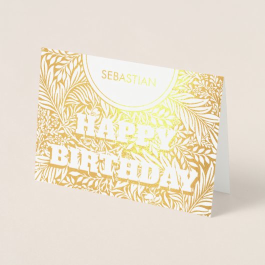 Carte Dorée Botanique dorée sur mesure Joyeux anniversaire (Devant)