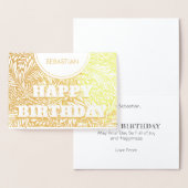 Carte Dorée Botanique dorée sur mesure Joyeux anniversaire (Affichage)