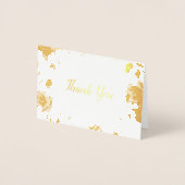 Carte Dorée Bourgogne Floral Mariage Gold Foil Merci Note (Devant)