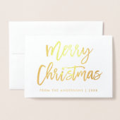 Carte Dorée Bracelet Script Star Joyeux Noël Photo Gold (Devant avec enveloppe)