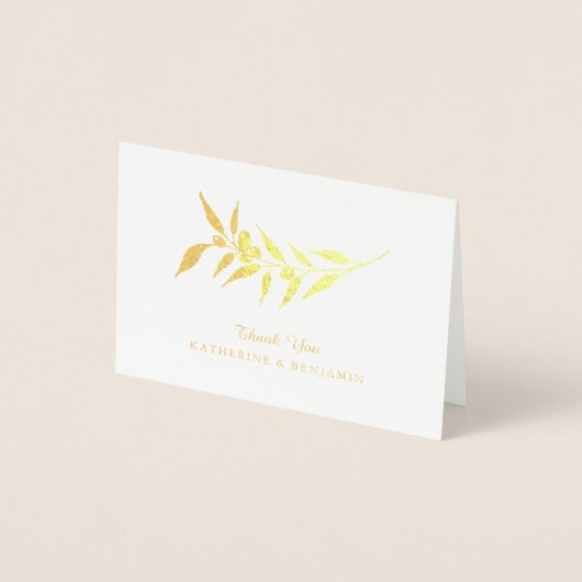 Carte Dorée Branche d'olive Gold File | Mariage (Devant)