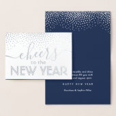 Carte Dorée Bravo à la nouvelle année Marine Bleu élégant Conf (Affichage)
