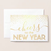 Carte Dorée Bravo au nouvel an élégant Confetti Marine or (Devant avec enveloppe)
