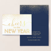 Carte Dorée Bravo au nouvel an élégant Confetti Marine or (Affichage)