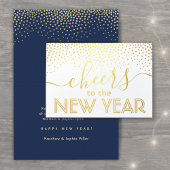 Carte Dorée Bravo au nouvel an élégant Confetti Marine or