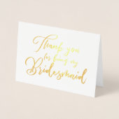 Carte Dorée Bridesmaid Beau Merci Mariage (Devant)