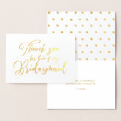 Carte Dorée Bridesmaid Beau Merci Mariage (Affichage)