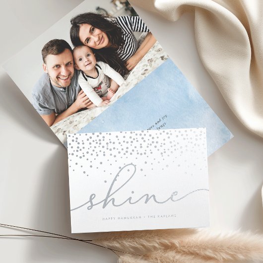 Carte Dorée Briller | Hanoukka Photo Silver Foil Card