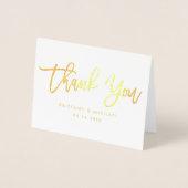 Carte Dorée Brush Script Merci photo Mariage Note Or (Devant)