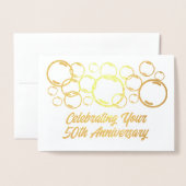 Carte Dorée Bulles de célébration du 50e anniversaire (Devant avec enveloppe)
