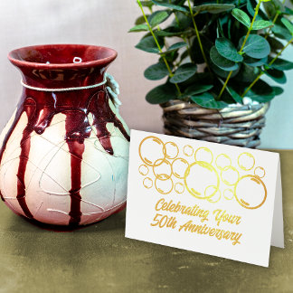 Carte Dorée Bulles de célébration du 50e anniversaire