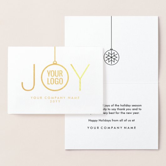 Carte Dorée Business Logo JOIE Noël Ornement Chic Holiday (Affichage)