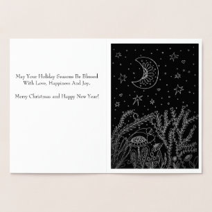 Carte Dorée C Lune, Fleurs, Rêves, Magic Christmas Foil Card