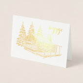 Carte Dorée cabine hygge dans les bois feuille d'or (Devant)