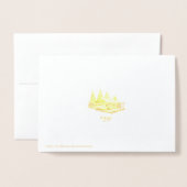 Carte Dorée cabine hygge dans les bois feuille d'or (Derrière avec enveloppe)