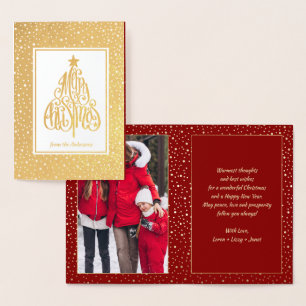 Carte Dorée Calligraphie des arbres de Noël Vacances photo R