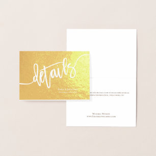 Carte Dorée Calligraphie Détails du Mariage Boîtier Or