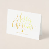 Carte Dorée Calligraphie manuscrite simple accueil de Noël (Devant)