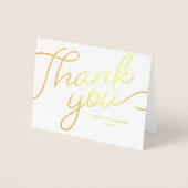 Carte Dorée Calligraphie Merci simple Script Mariage or (Devant)