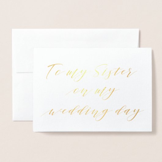Carte Dorée Calligraphie moderne à ma soeur le jour de mon mar (Devant avec enveloppe)